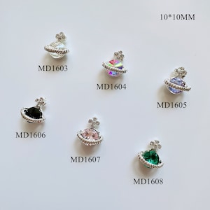 5pcs Metal New Colors 3d Charms Metal Decoration Different Color Stone Planet Shapes Nail Art Decoration