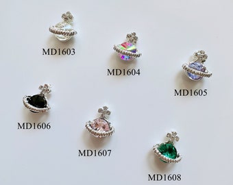 5pcs Metal New Colors 3d Charms Metal Decoration Different Color Stone Planet Shapes Nail Art Decoration