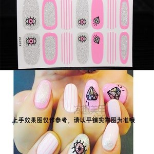 1pc Nail Art Full-Cover Sticker Sheet 14tips Nail Art Wrap Nail art sticker with mini file  ZL070-080