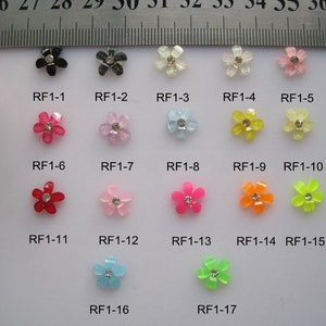 30pcs/bag Crystal Color Five Long Petal Resin Flower with Rhinestone Nail Art Decoration Nail DIY Deco RF1