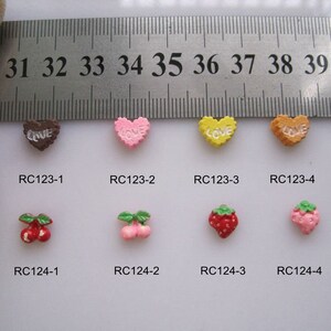 30pcs/bag Cartoon Love Heart Cherry Strawberry Deco Resin Cartoon Deco Nail Art Decoration Nail DIY Deco RC123/124