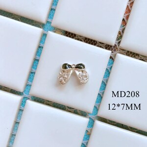5pcs Fancy Metal 3d Charms Metal Decoration with Rhinestone Bow with Pearls and Rhinestone Nail Art Decoration Cellphone Decoration MD208
