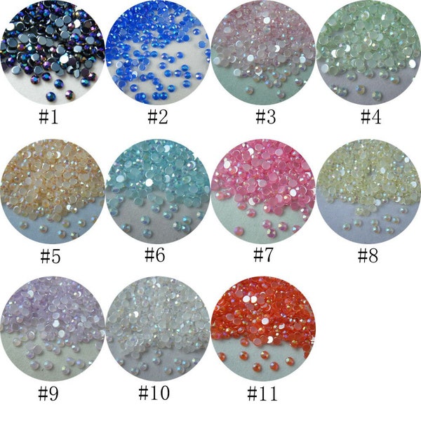 100pcs/sac Crystal AB Couleur Résine Strassstone 2mm/3mm Candy Color Nail Art Strassstone