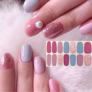 1 st Nail Art Full-Cover Sticker Vel 14 tips Nail Art Wrap Nail art sticker met mini bestand YMX233-243