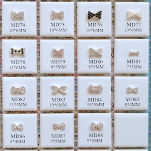 5pcs Fancy Metal 3d Charms Metal Decoration with Rhinestone Bow with Pearls and Rhinestone Nail Art Decoration Cellphone Decoration