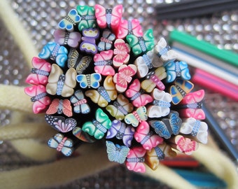 100pcs/bag 5mm Mixed Butterfly&Dragonfly Shape Clay Cane Fancy Nail Art Polymer Clay Cane
