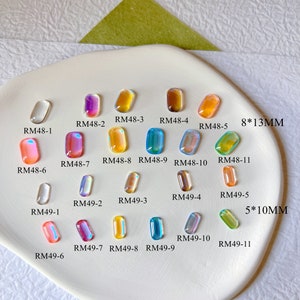 10pcs Glass Rectangle Aura Color Gem Nail Art Decoration RM48/49