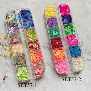 1SET Nail Art 12-Color Butterfly Glitter Pieces Decoration Nail Art Glitter set57