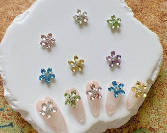 5pcs Fancy Metal 3d Charms Metal Decoration Crystal Flower Nail Art Decoration Cellphone Decoration