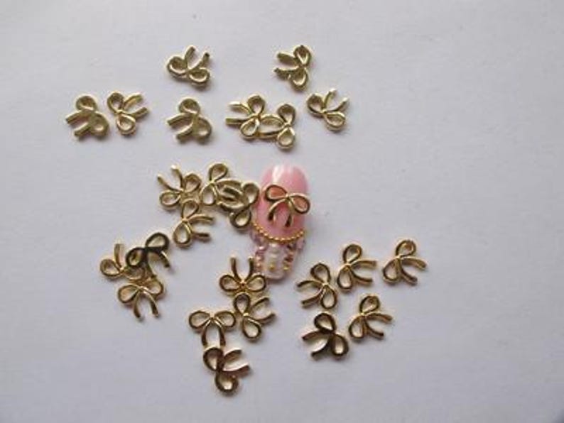 5pcs Fancy Metal 3d Charms Metal Decoration with Rhinestone Bow with Pearls and Rhinestone Nail Art Decoration Cellphone Decoration MD212