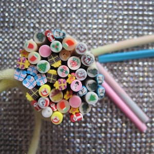 100pcs/bag 5mm Mixed lovely Christmas Shape Clay Cane Fancy Nail Art Polymer Clay Cane