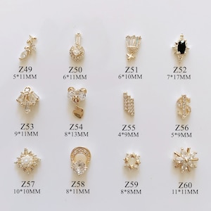 1PC Luxury Gold Zircon Stone Different Shapes Metal Charms Metal Deco Charms Nail Art Z49-60