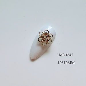 5pcs Metal 3d Charms Metal Decoration Flower Butterfly Bow Glasses Deco with Rhinestone Nail Art Decoration image 3