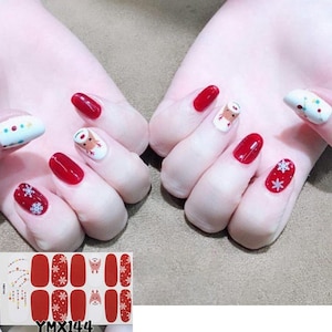 1 szt. Nail Art Christmas Series Full-Cover Sticker Sheet 14tips Nail Art Wrap Naklejka na paznokcie z mini pilnikiem