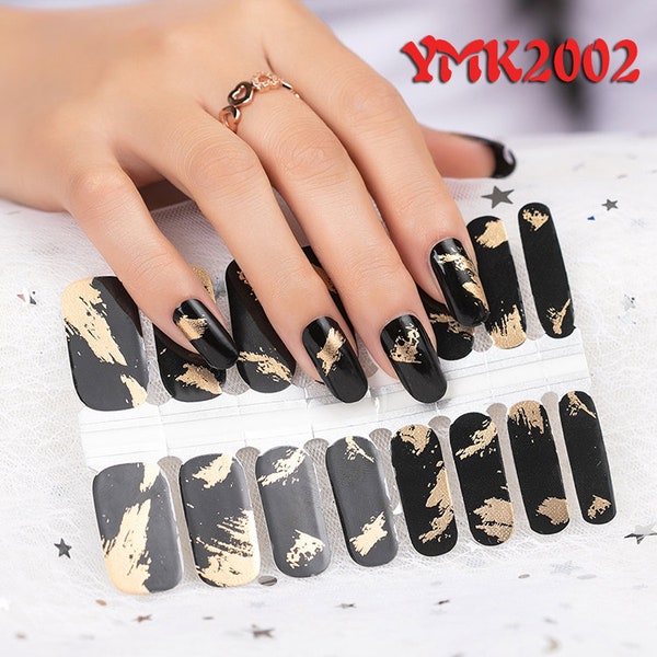 1pc Nail Art Full-Cover Sticker Sheet 16tips Star Lattice Nail Art Wrap Nail art sticker with mini file Glitter Sticker YMK2