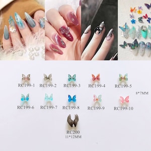 10pcs/bag Resin Butterfly Black Wing Nail Art Decoration Nail DIY Deco RC199/200