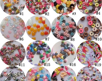 30pcs/bag Different Mix-Designs Bag Lollipop Donuts Heart Candy Skull Head Resin Cartoon Deco Nail Art Decoration Nail DIY Dec #1