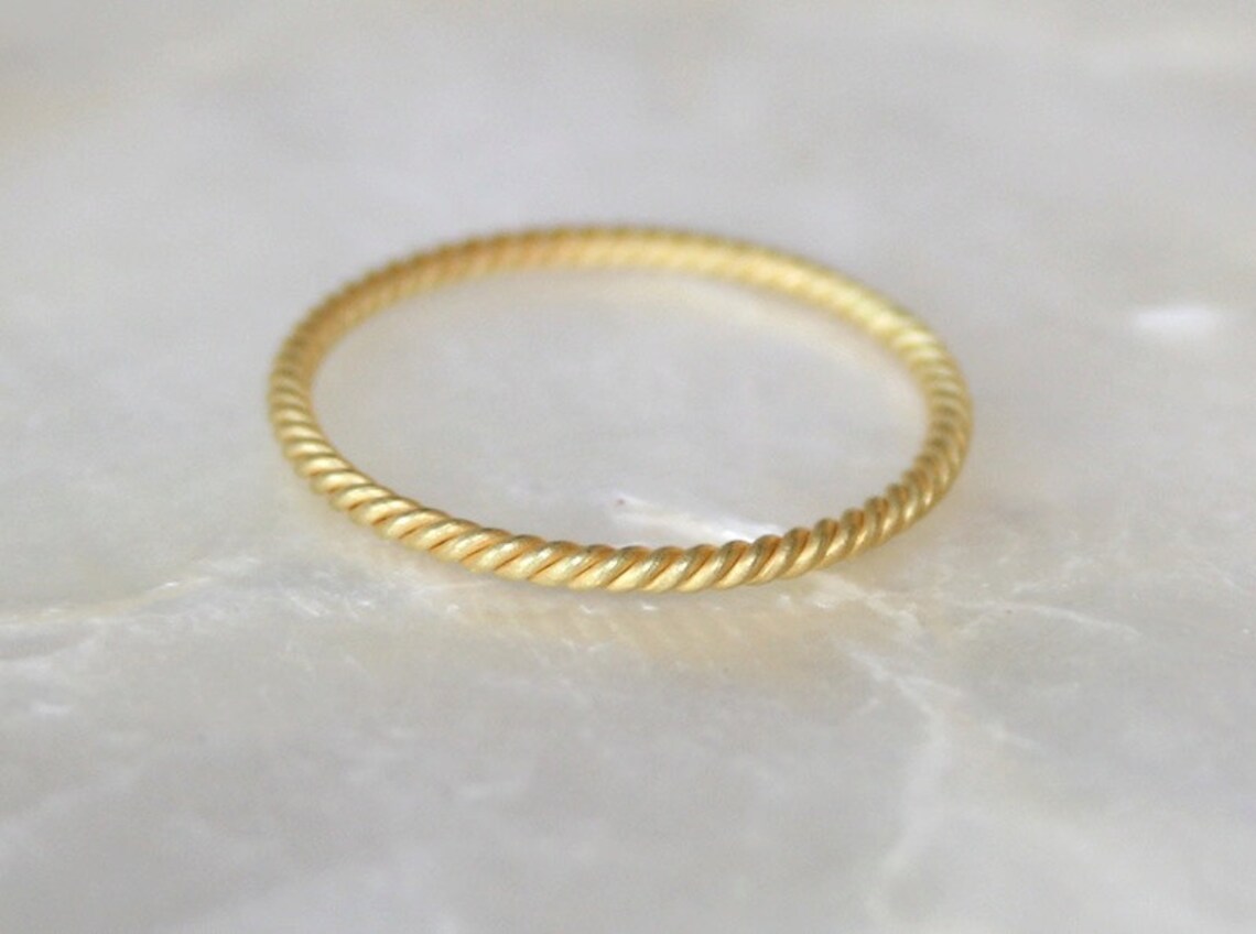 18k Gold Twisted Ring, Twist Stacking Rings Etsy