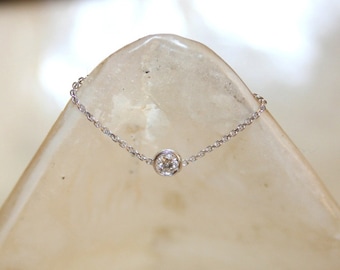 Diamond chain ring, Solitaire diamond chain ring, Bezel diamond ring, Engagement diamond ring