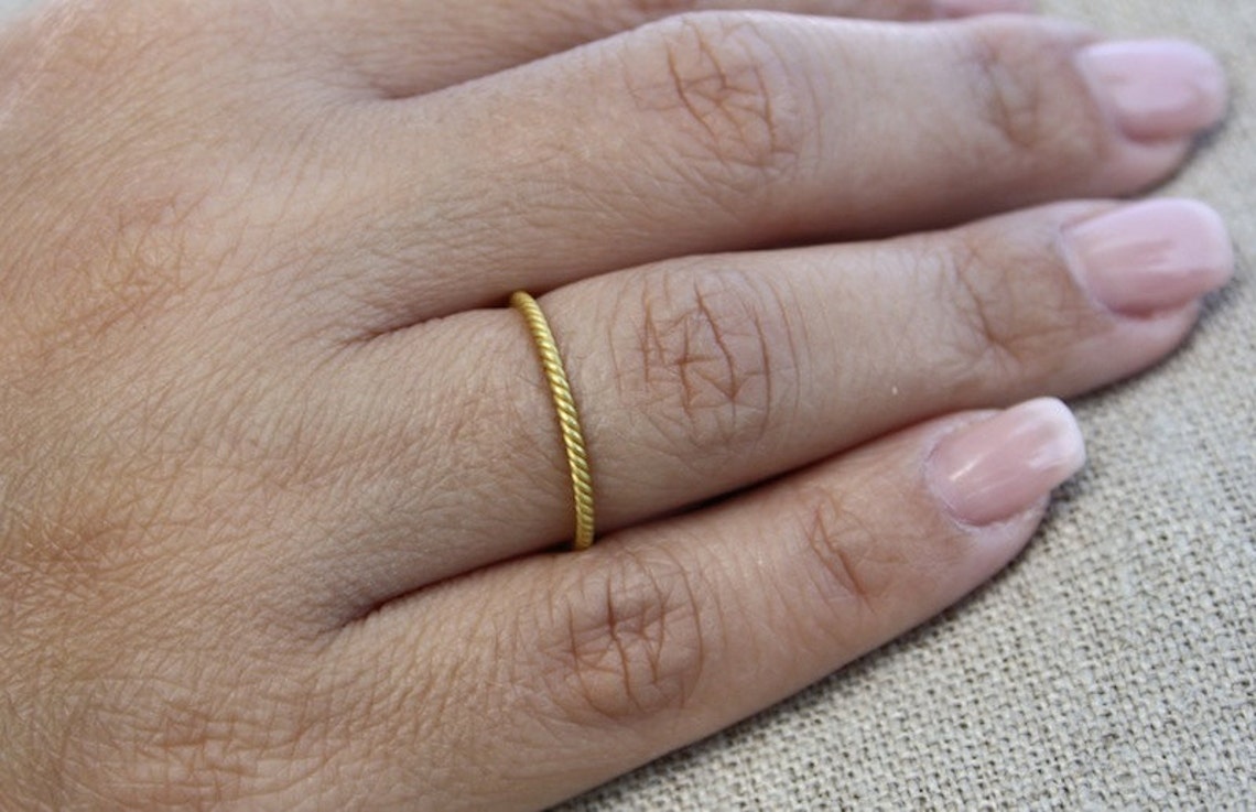 18k Gold Twisted Ring, Twist Stacking Rings Etsy