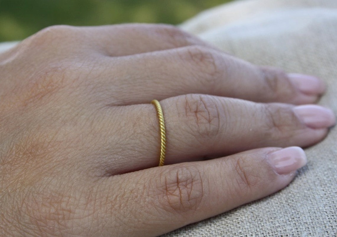 18k Gold Twisted Ring Twist Stacking Rings Etsy