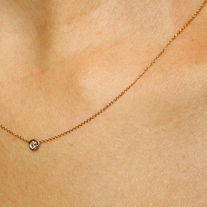 Solitaire Diamond and 18k Yellow Gold Necklace With Diamond - Etsy