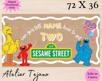Sesame Street Birthday Banner | Elmo, Cookie Monster, Big Bird (Digital Download)