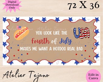 Fourth of July Banner | Hot Dog USA Party Decor (Digital Download)