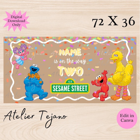 Sesame Street Birthday Banner | Elmo, Cookie Monster, Big Bird (Digital Download)
