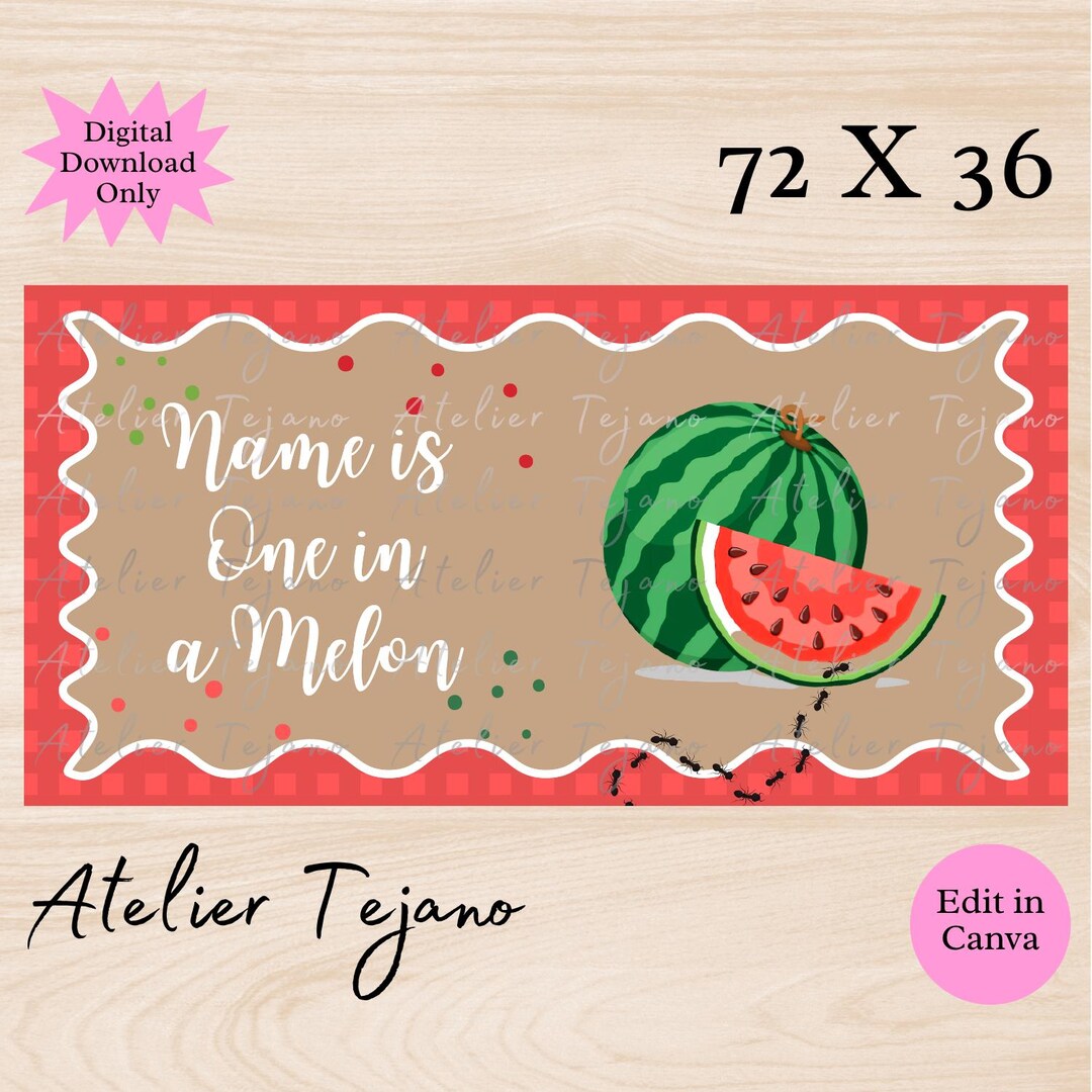 One in a Melon Banner | First Birthday, Watermelon Theme (digital ...