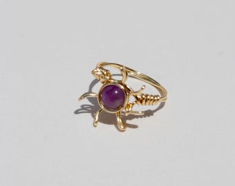 Handmade Agate Sun Ring | Copper Wire Wrapped | Boho Statement Jewelry Gift for Her