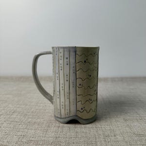 Handmade Signed Studio Pottery Mug - Geometric