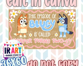 Girl Blue Dog | Red Dog | Editable Banner Mockup | Template| DIY Digital Download