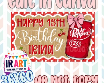 Dr Pep Birthday Banner Template | Editable Canva Design (Digital Download)