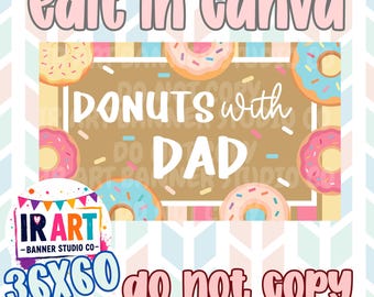 Donuts With Dad Banner Template | Father’s Day Canva Design (Digital Download)