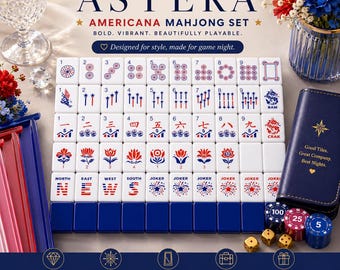 Astera Americana Mahjong Set | Luxury Acrylic Tiles & Vintage Travel Case