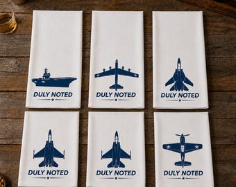 Duly Noted Military Graphic Tea Towel | Aircraft Bar Towel | Patriotic Gift for Him or Her | Air Force Navy Veteran Gift | Fathers Day Gift