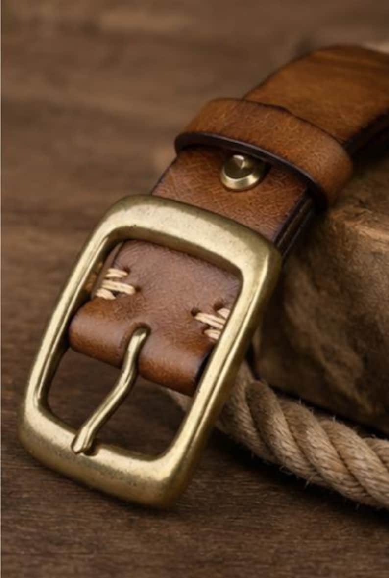 Herr Läderbälte Vintage Western Bälte Handgjort Äkta Läderbälte Rustikt Bälte Casual Dress Bälte Gåva bild 5