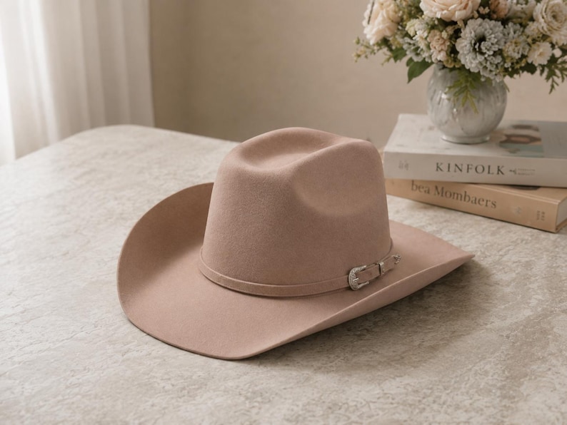Cowboyhoed van wolvilt, hoed in ranchstijl, boho-outfit, unisex wollen hoed, unisex afbeelding 2