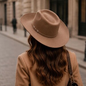 Cowboyhoed van wolvilt, hoed in ranchstijl, boho-outfit, unisex wollen hoed, unisex afbeelding 4