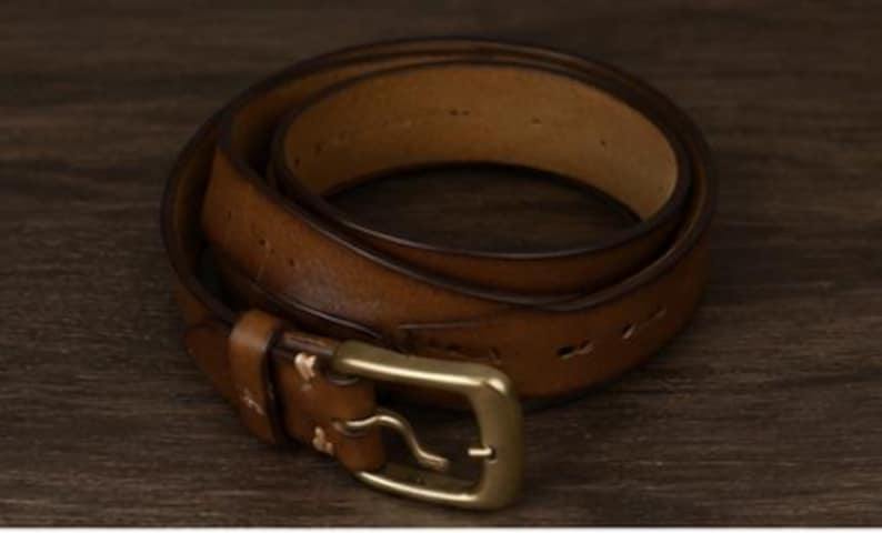 Herr Läderbälte Vintage Western Bälte Handgjort Äkta Läderbälte Rustikt Bälte Casual Dress Bälte Gåva bild 4
