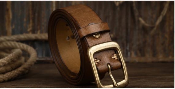 Mens Leather Belt Vintage Western Belt Handmade Genuine Leather Belt Rustic  Belt Casual Dress Belt Gift