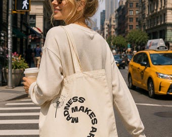 Bolso de artista / Regalo para actores y creativos / Bolso "La locura hace artistas" / Bolso de lona con diseño de diente de león / Regalo para escritores