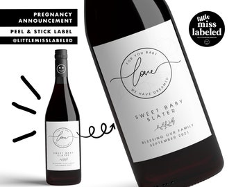For You Baby We Have Dreamed, Pregnancy Announcement Wine Label, Personalized, Baby Announcement, Gender Reveal, Baby Shower, Wine Label