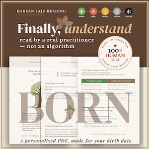 Korean Saju Day Pillar Reading | Personalized Five Elements Personality PDF | Self-Discovery Gift | Bazi Reading | Day Master