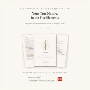 Korean Saju Day Pillar Reading | Personalized Five Elements Personality PDF | Self-Discovery Gift