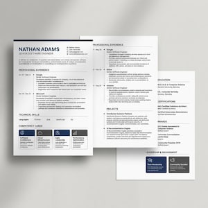 Plantilla de CV premium para arquitectos y técnicos informáticos / Currículum moderno de 1 o 3 páginas / Web para imprimir en HTML, CSS, Python y Word (docx)