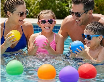 Globos de agua de silicona reutilizables para niños, bolas antisalpicaduras de llenado rápido y autosellantes, dos formas, 6 colores, juguetes acuáticos familiares para piscina al aire libre en verano.