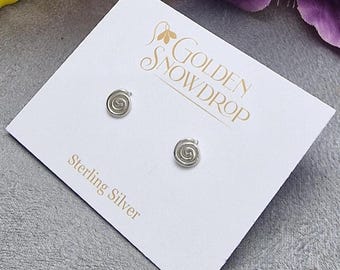 Handgemaakte sterlingzilveren spiraaloorknopjes, 5 mm