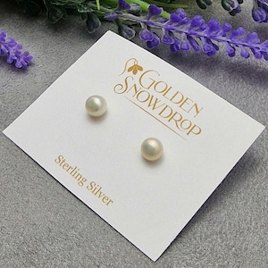 White Freshwater Pearl Stud Earrings. Sterling Silver Genuine Pearl Earrings. White Pearl Earrings 925 Sterling Silver. Classic Pearl Studs.